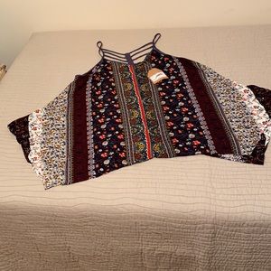 Kori America large spaghetti strap multi colored top.